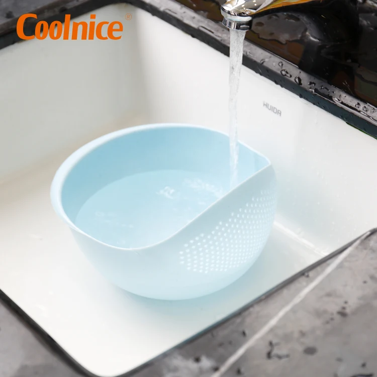 Creative kitchen colorful food grade PP plastic drain vegetable basket cleaning fruit rice washing basket
