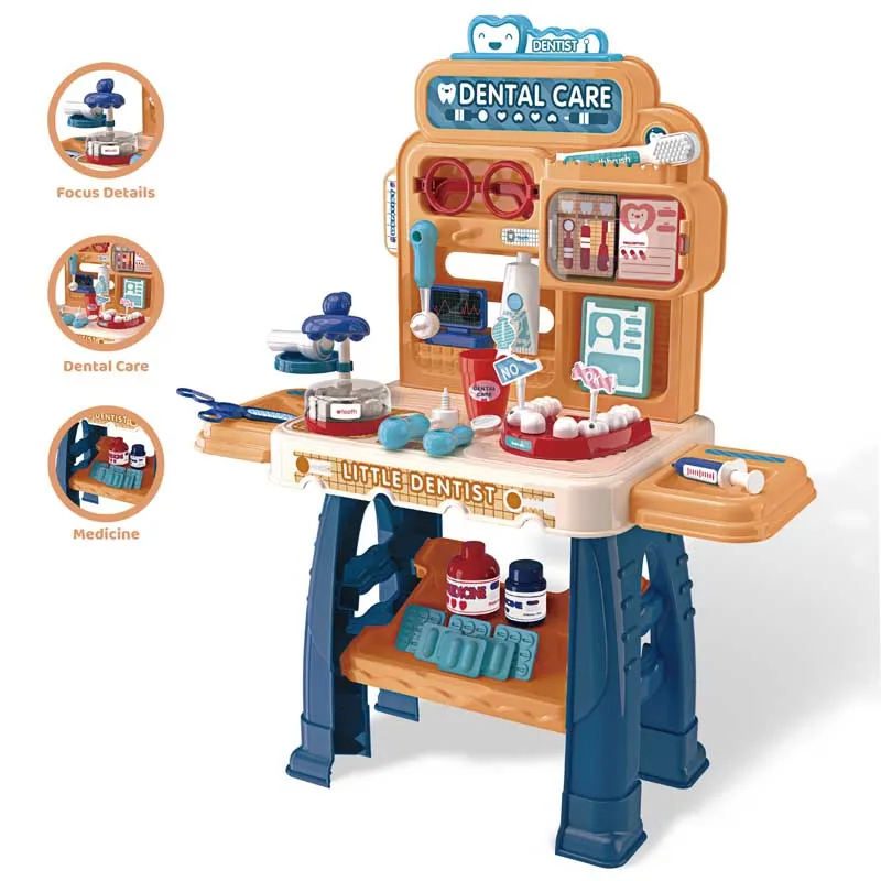 New Style 54pcs Pretend Play Doctor Play Set Toy Simulation Little Doctor Medical Desk Dentist Toy for Kids