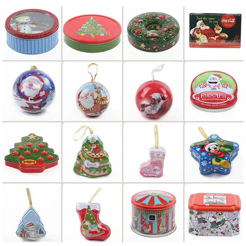 Custom Food Grade Tin Box Gift Biscuit Empty Round Cake Tin Metal Packaging Recyclable Gift Christmas Cookie Tin