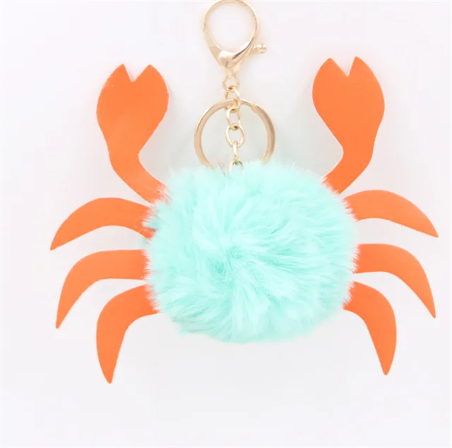 2024 Colorful Wholesale Furball PomPom Puff Ball Keychains Plush Fur Ball Key chain Pom Pom Keychain bulk