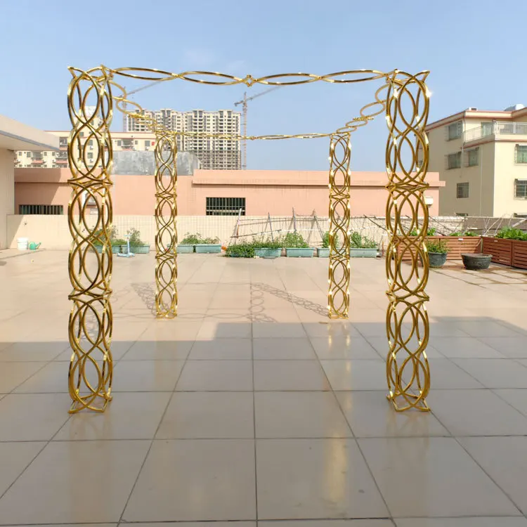Dibei New Design Wedding Supplies Floral Stand Event Party Decoration Gold Iron Wedding Flower Arch
