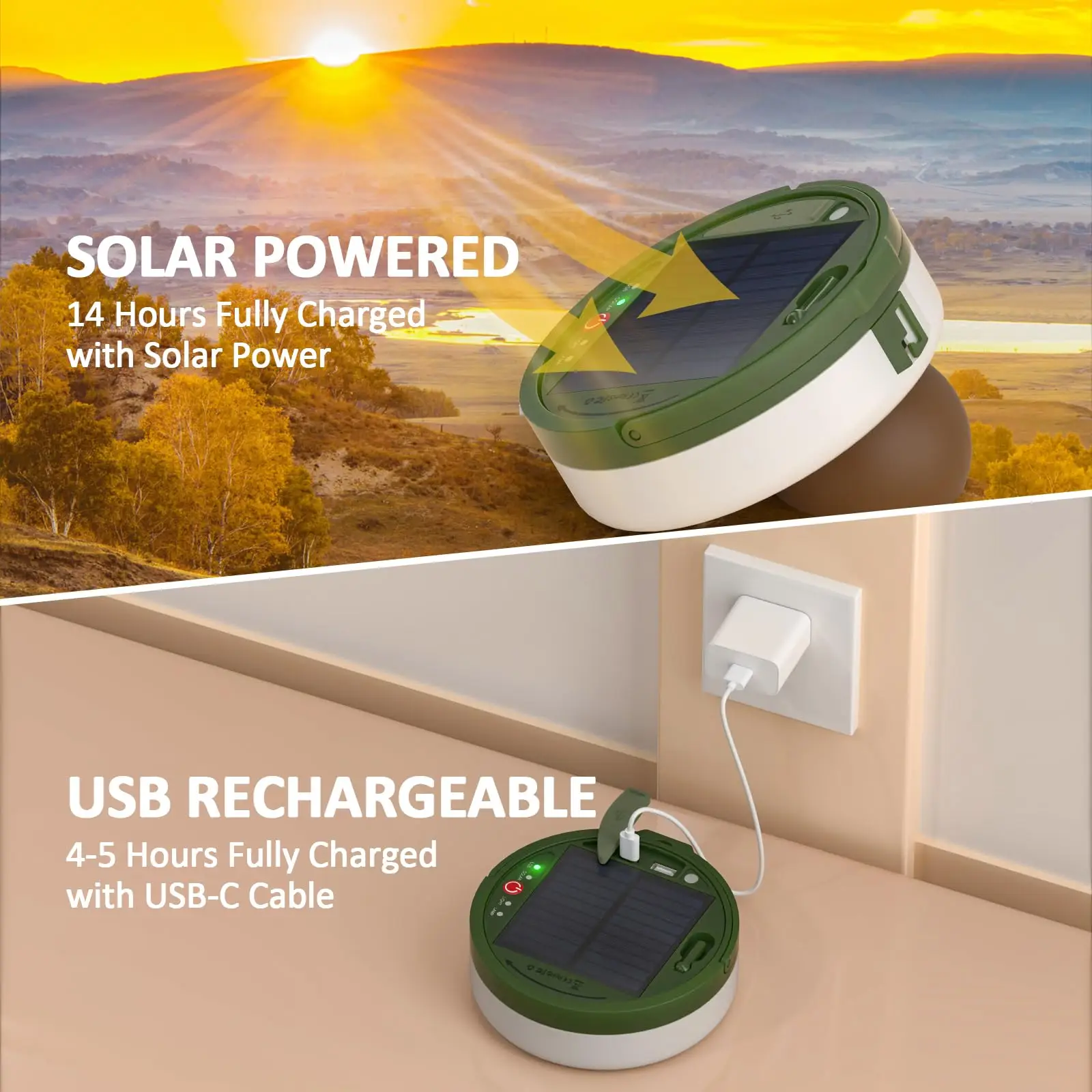 Emergency 4 in 1 rechargeable solar waterproof camping lamp string light SOS flash light power bank handle