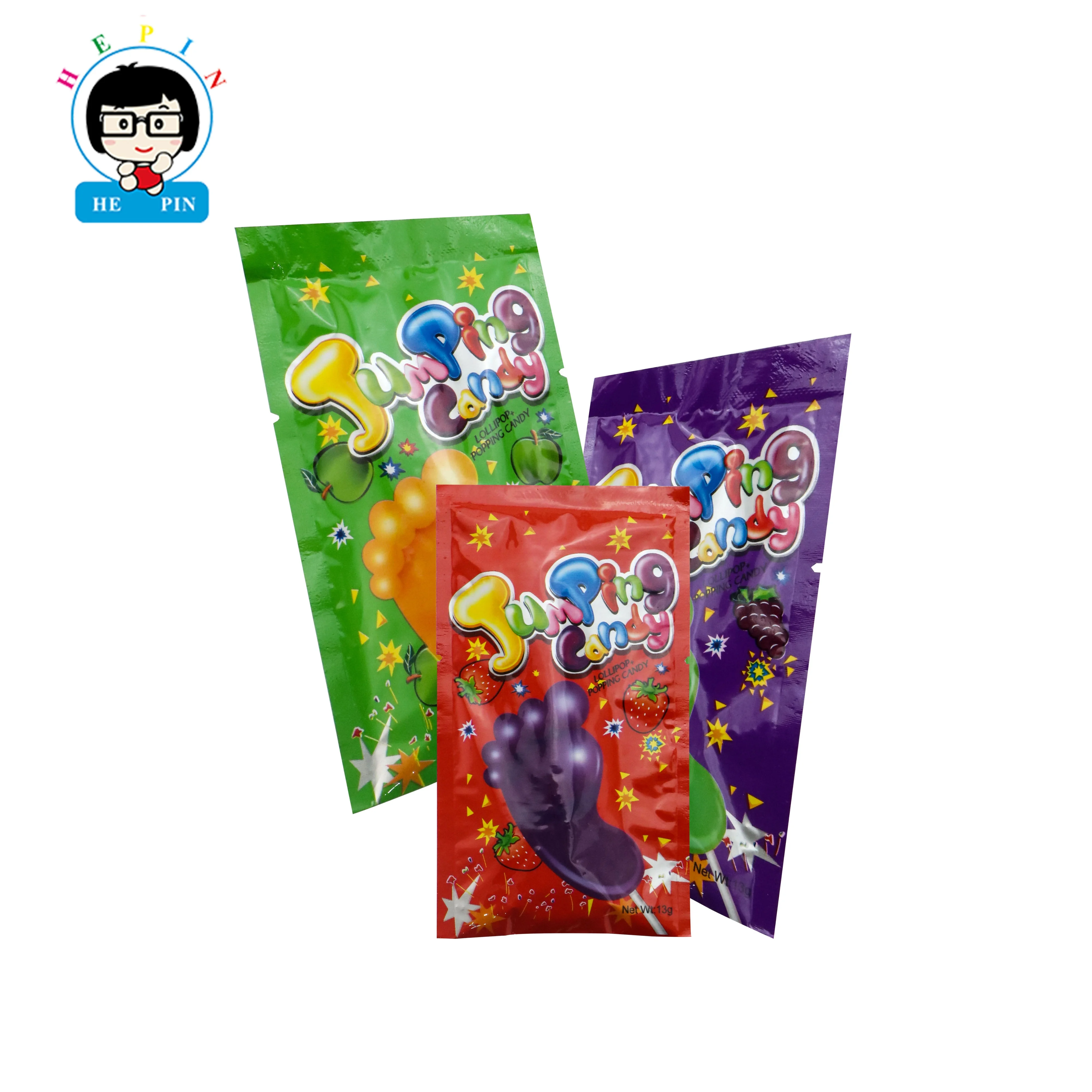 Foot Shape Lollipop with Magic Strong Popping Candy Fruits Flavor Jumping Lollipop Rock Candy