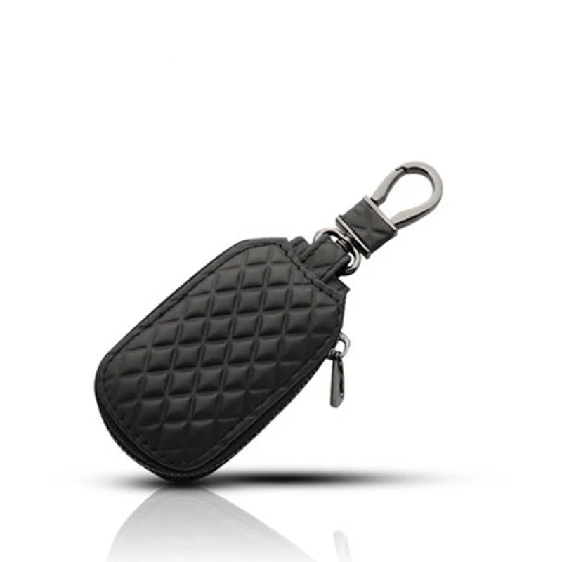 High Quality Luxury Leather Car Key Case Keychain Bag with Keys Holder Inside Auto Branded Pouches