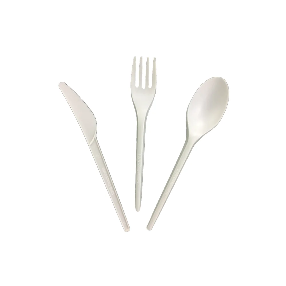 Custom 100% Biodegradable Disposable Plastic CPLA PLA Corn Starch Soup Spoon Fork Knife