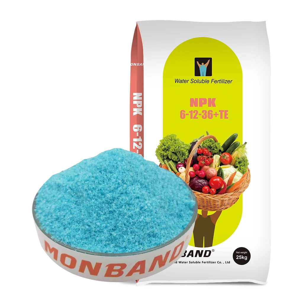 Растворимое калия удобрение NPK 6-12-36 + TE, кристаллическое порошковое балансирующее удобрение, китайские урожая для сельского хозяйства