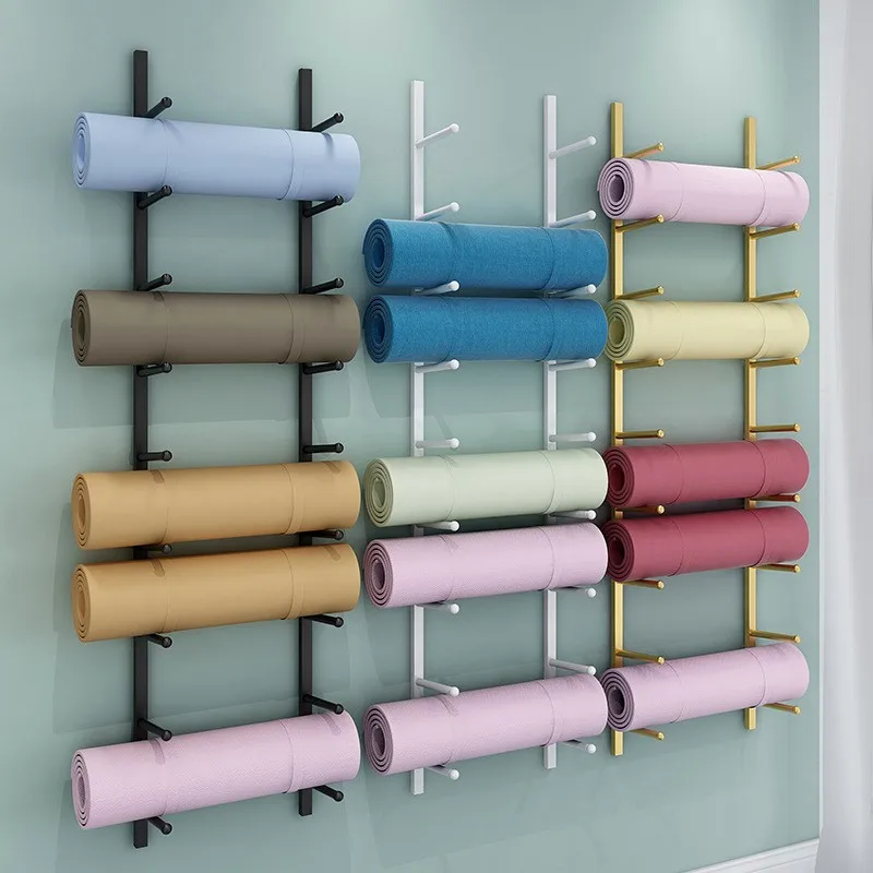 Wall Mounted Yoga Mat Storage Rack Gym Rack Fitness Equipment Storage Yoga Mat Holder Wall Mount Carpet Rack