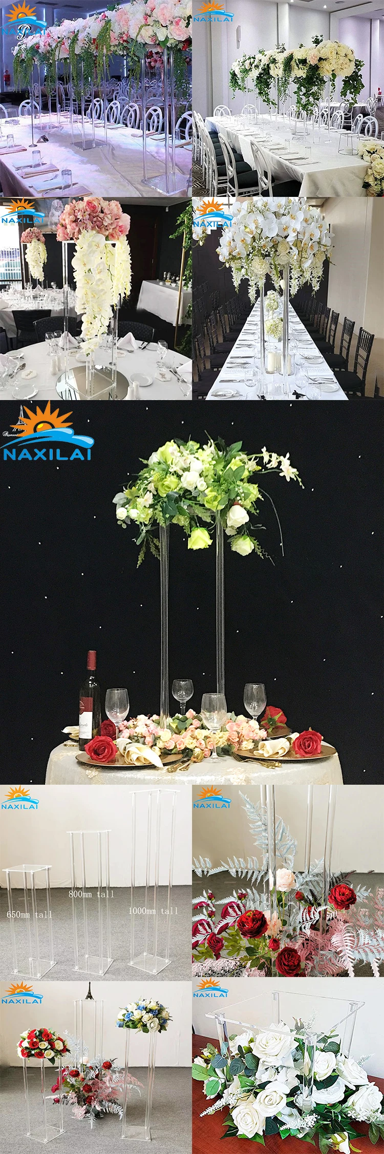 NAXILAI Laser Cut Acrylic Flower Stand Wedding Centerpieces Flower Stand Crystal Wedding Flower Stand Centerpieces