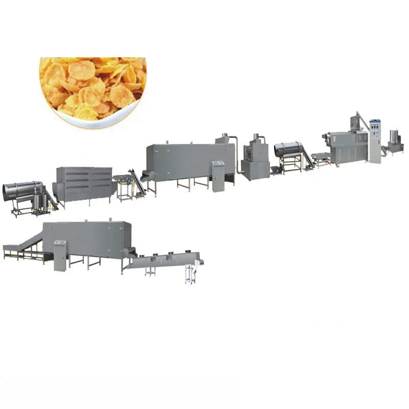 Corn Flakes Production Machine Line Extruder Double Screw Breakfast Cereals