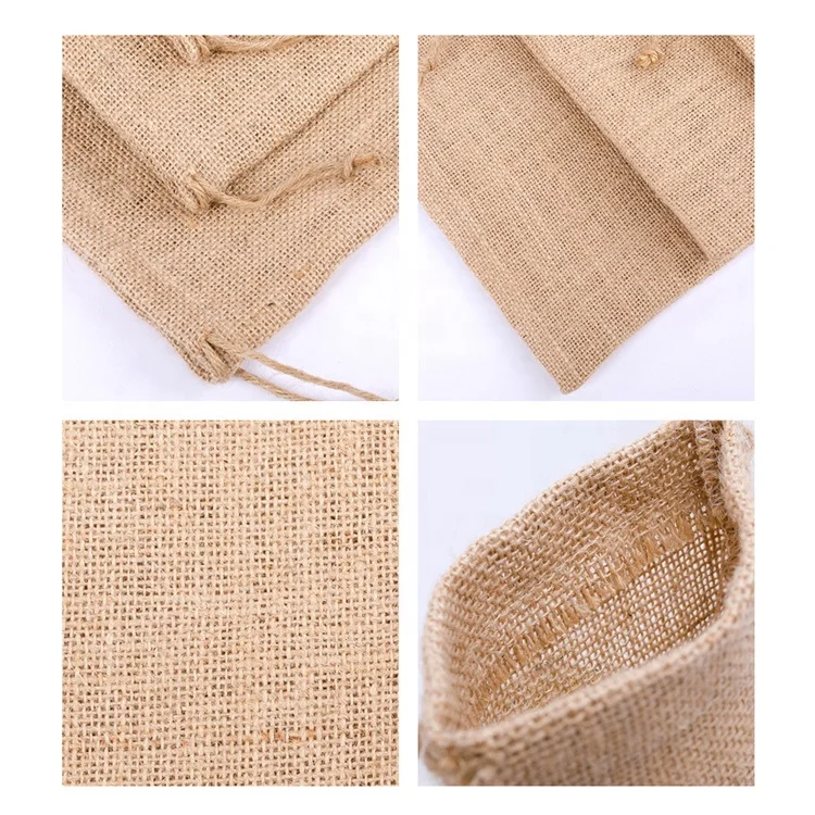 KAIFEI factory wholesale 13x16cm hemp shopping bags nature jute pouch drawstring rice bag