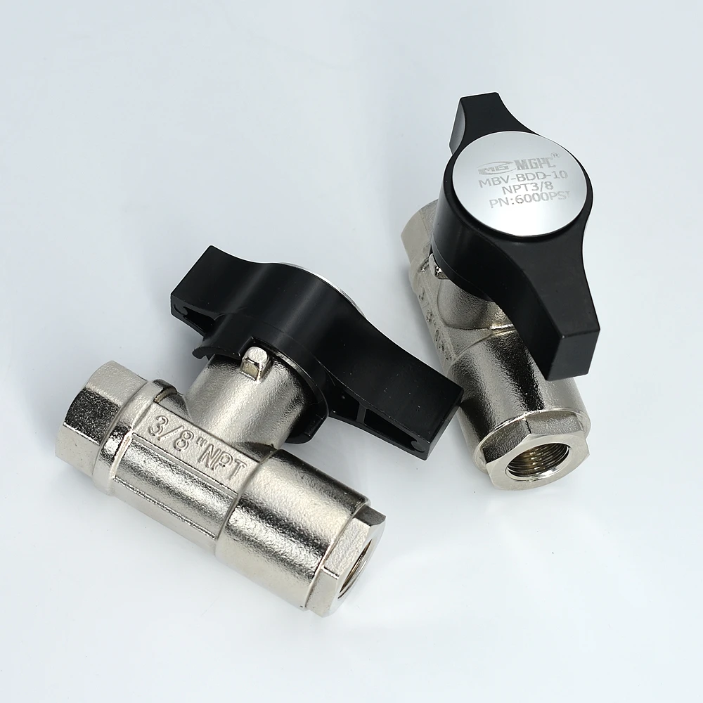 General Use Female 2 Way Ball Valve Brass nickel plated ball valve NPT BSP Quarter Turn High Pressure Ball Valve 6000PSI