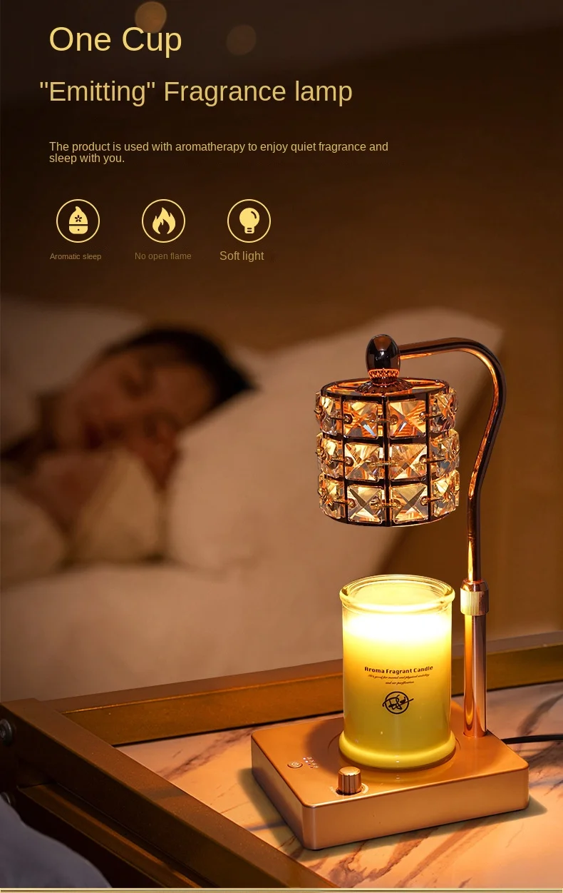 Wholesale Timing Top-down Home Office Use Elegant Crystal Lampshade Electric Candle Warmer Lamp