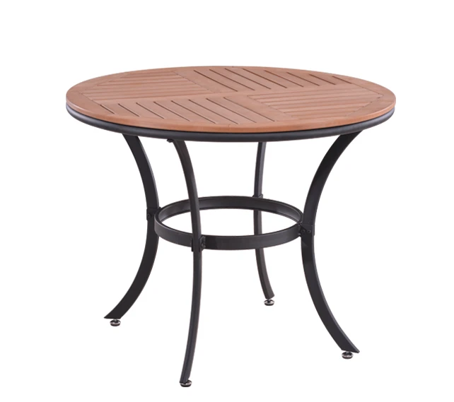 round outdoor garden dining table powder coating wrought iron mesh table of bistro set furniture
