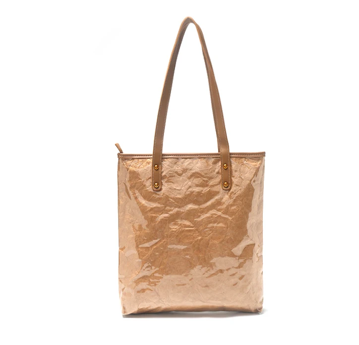 
Original Luxury Washable Kraft Paper&PVC Tote Bag Handbag With Leather Straps large handbags for women 2020 