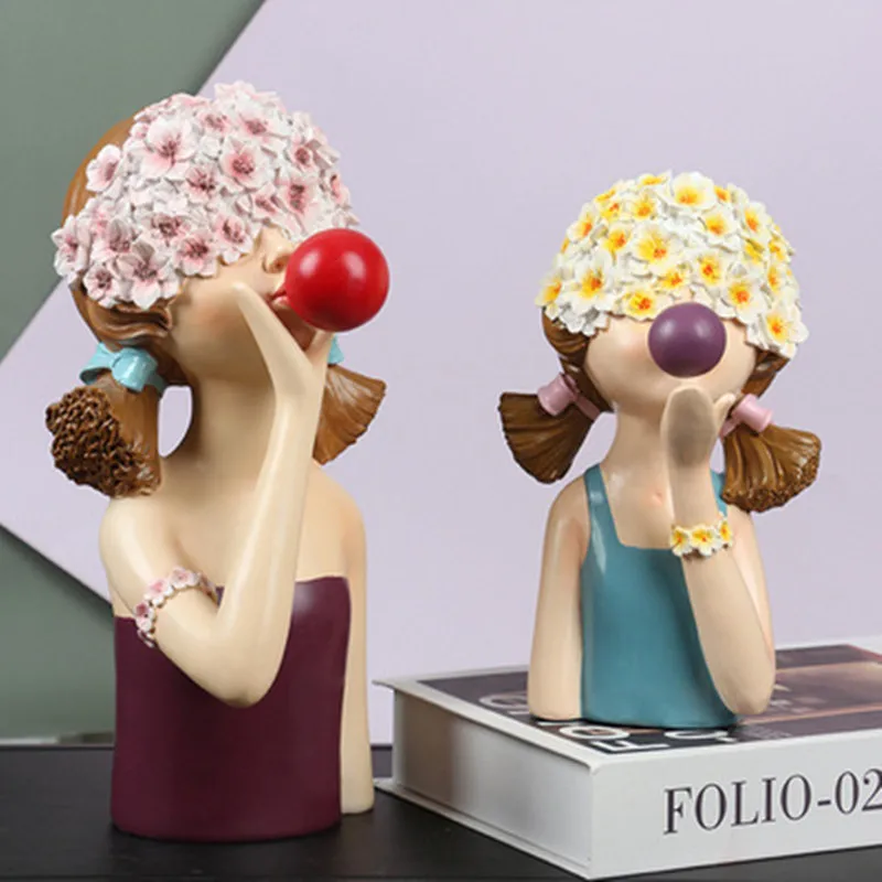 Angel Theme Solid Action Figure Ornaments Resin Crafts European style flowers bubble girl ornaments Home Decoration