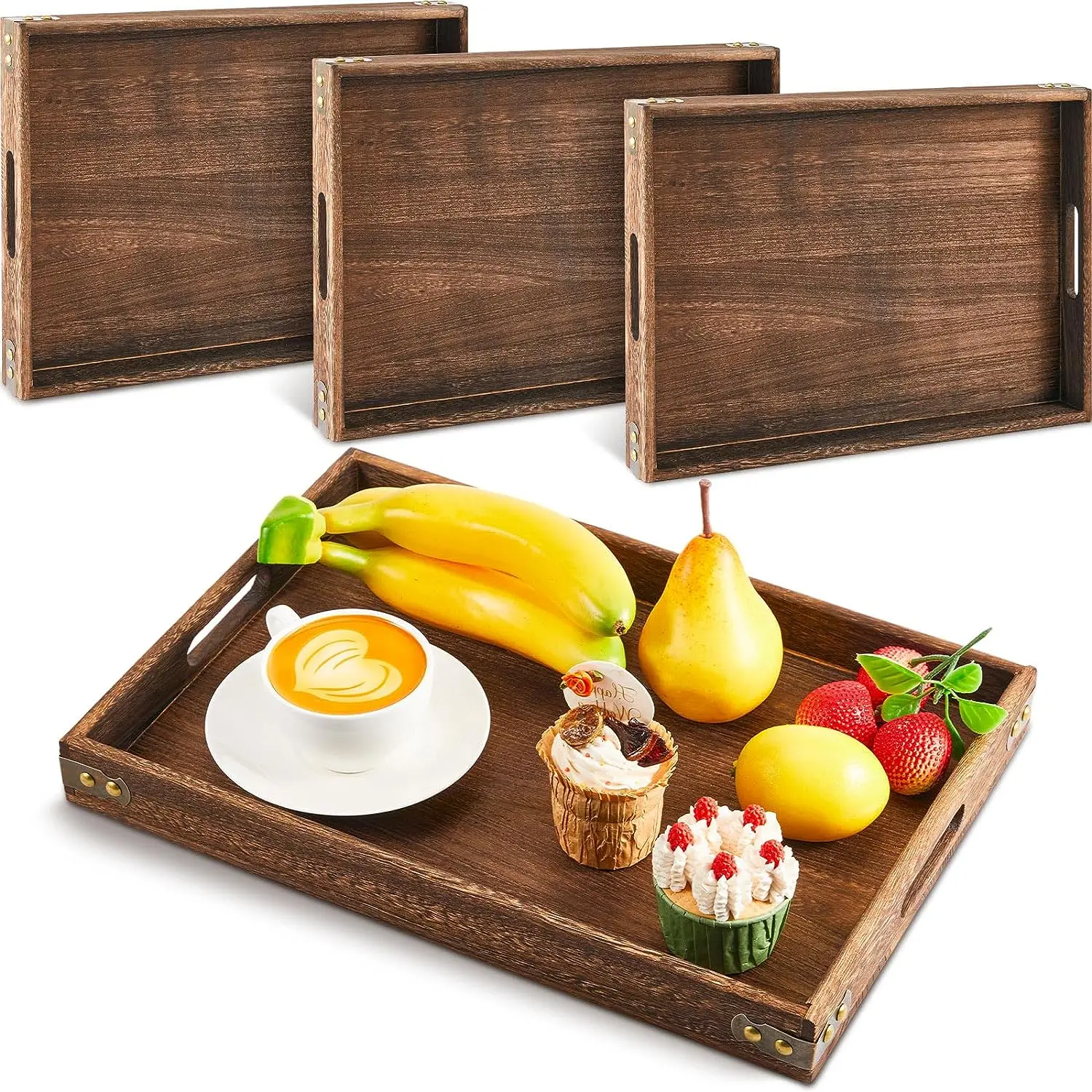 Wholesale Logo Cheap Price Wood Bamboo Rectangle Food Breakfast Party Serving Tray