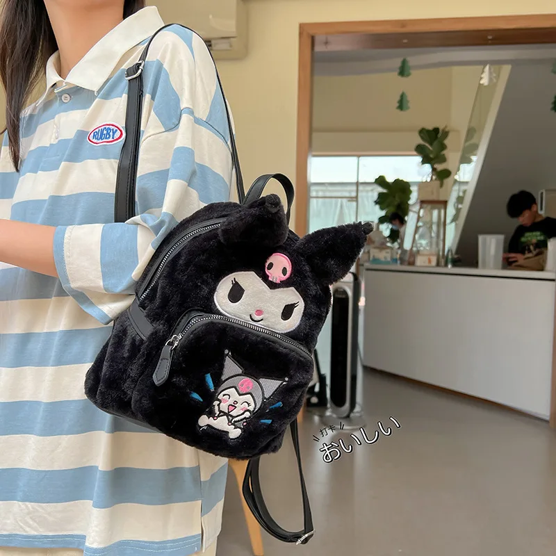 Wholesale Multi-colors Pochacoo Kuromi Kitty Stuffed Plush Bag Cinnamon Backpack My Melody Bag Stitch Plush Toy Girl Backpack
