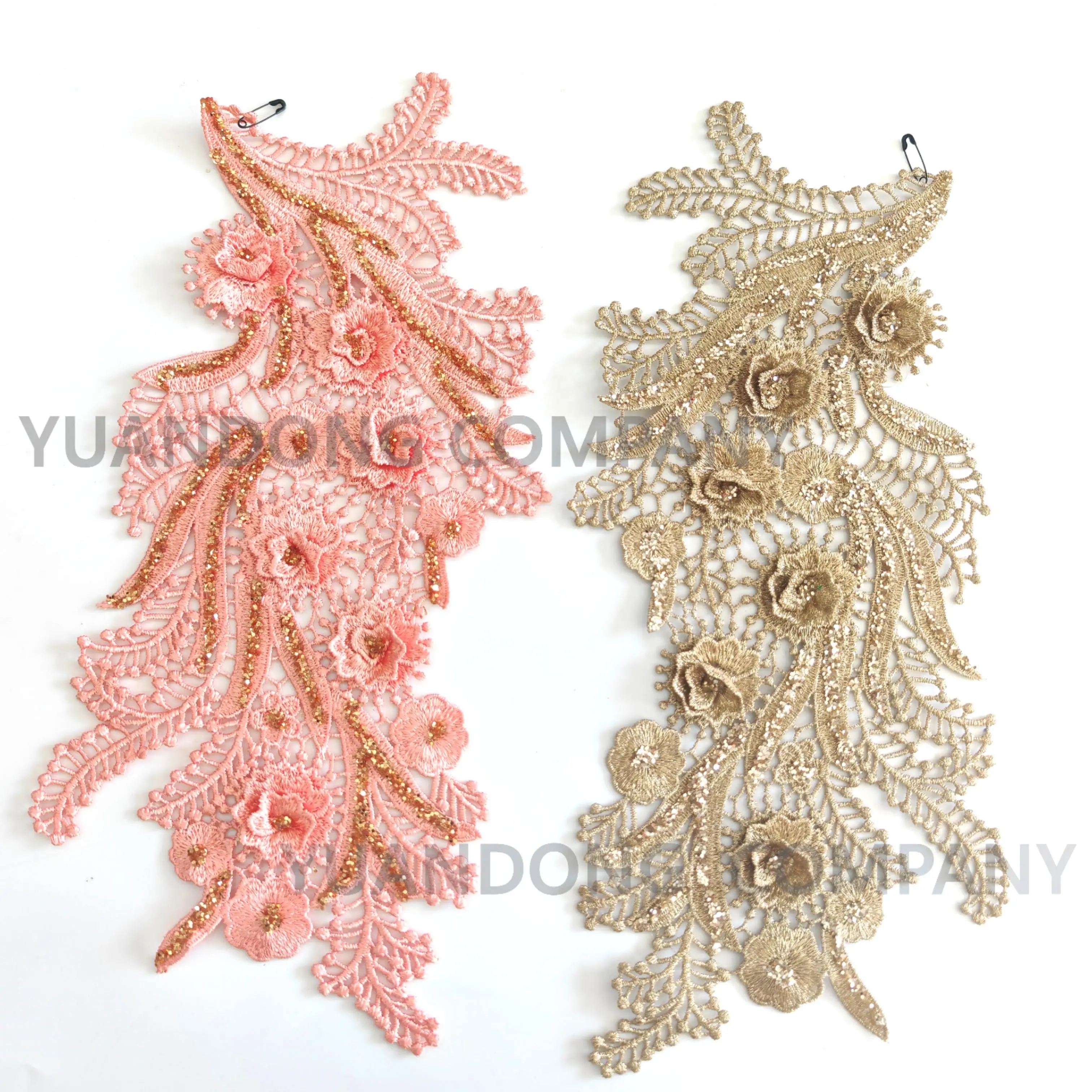 Most popular Hand-made Applique Flowers beads high quality Sequins Lace Applique For sewing
