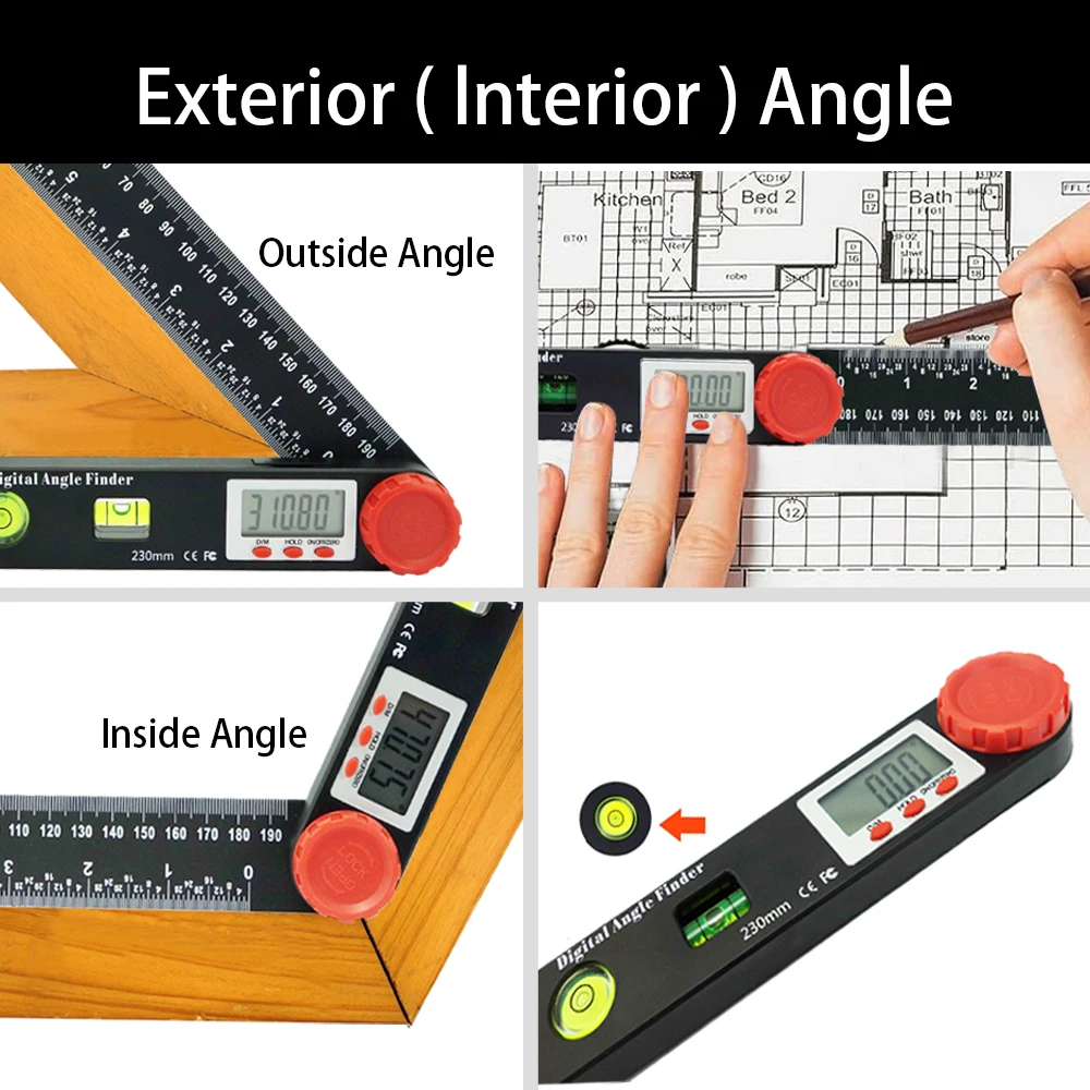 4 in l Multifunction Digital angle Finder tools 5 inch Pocket Protractor
