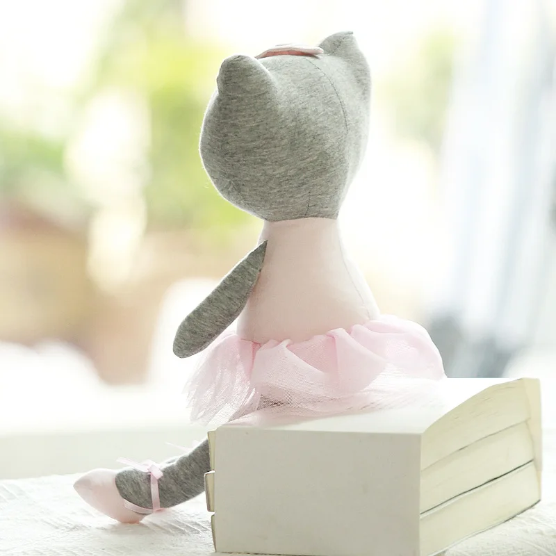 Cute Cartoon Pink Cat Tutu Long Leg Stuffed Animal Plush Dolls Girls Gift