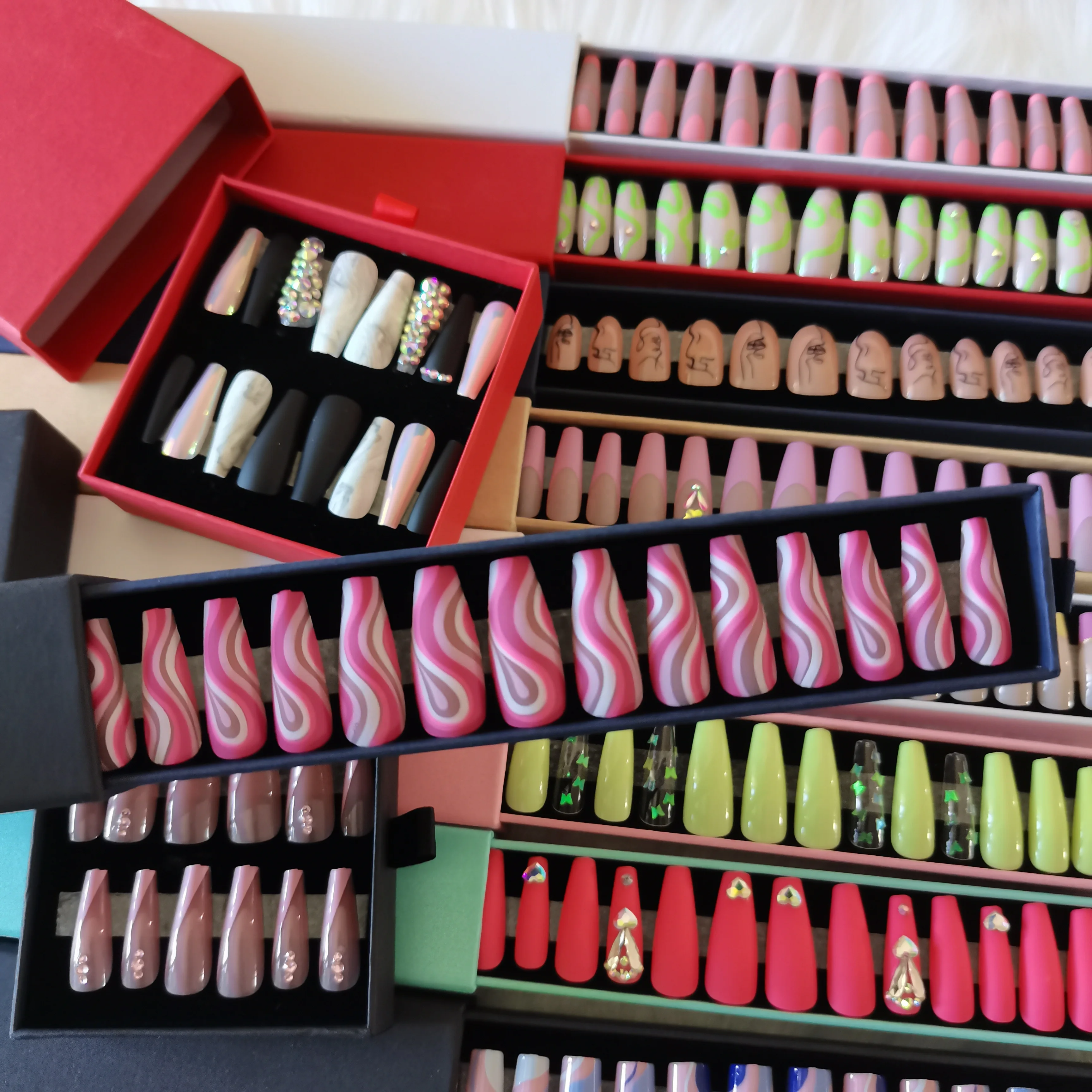 Free Sample 24pcs/box Hand-made Ballerina High Quality Movie Star Nail Design with Long Press On False Nails Full