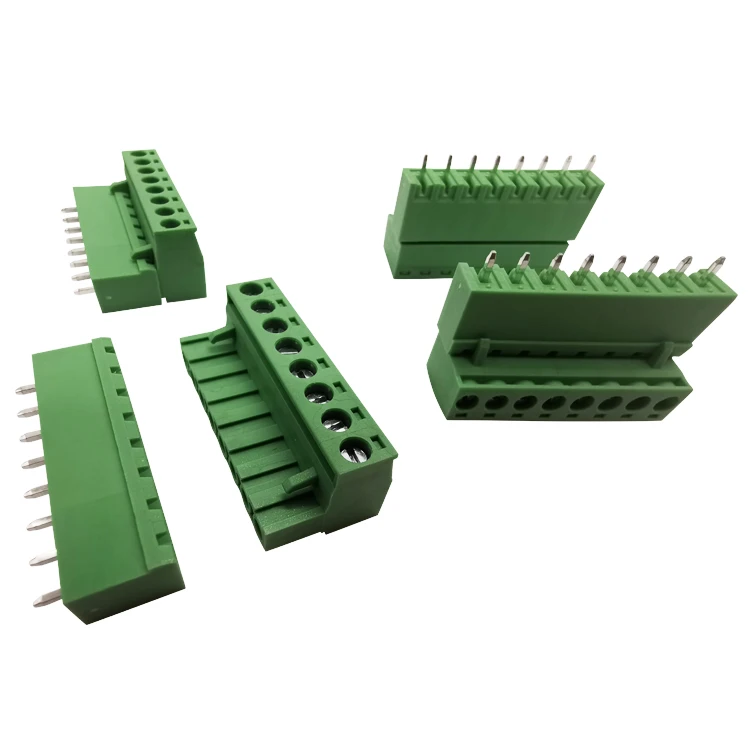 green 8 way 8pole 5.08mm  electrical terminal connector plug-in wire to board male and female positive  terminal block