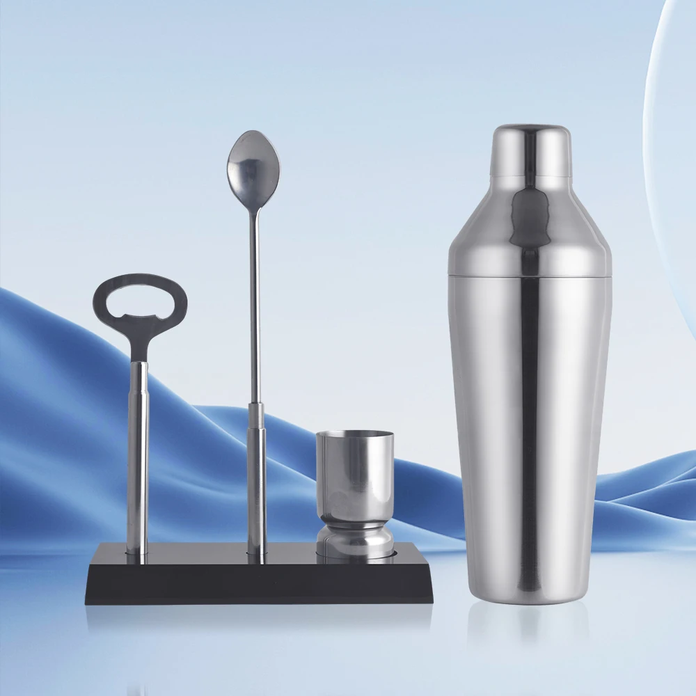 Creation Factory Wholesale Custom Low Price Professional Stainless Steel Cocktail Bar Tool Set with Stand