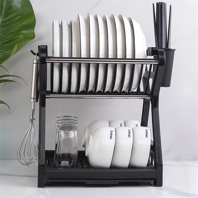 J783 Бытовая кухонная многофункциональная стойка для хранения пластиковый фильтр воды сушилка сушки посуды двухуровневые стойки
