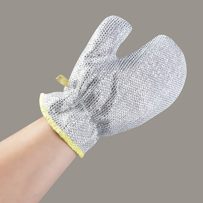 Kitchen Household Cleaning Gloves Fall Season Non-Scratch Metal Wire Dishwashing Rags for Pot and Pan Cleaning