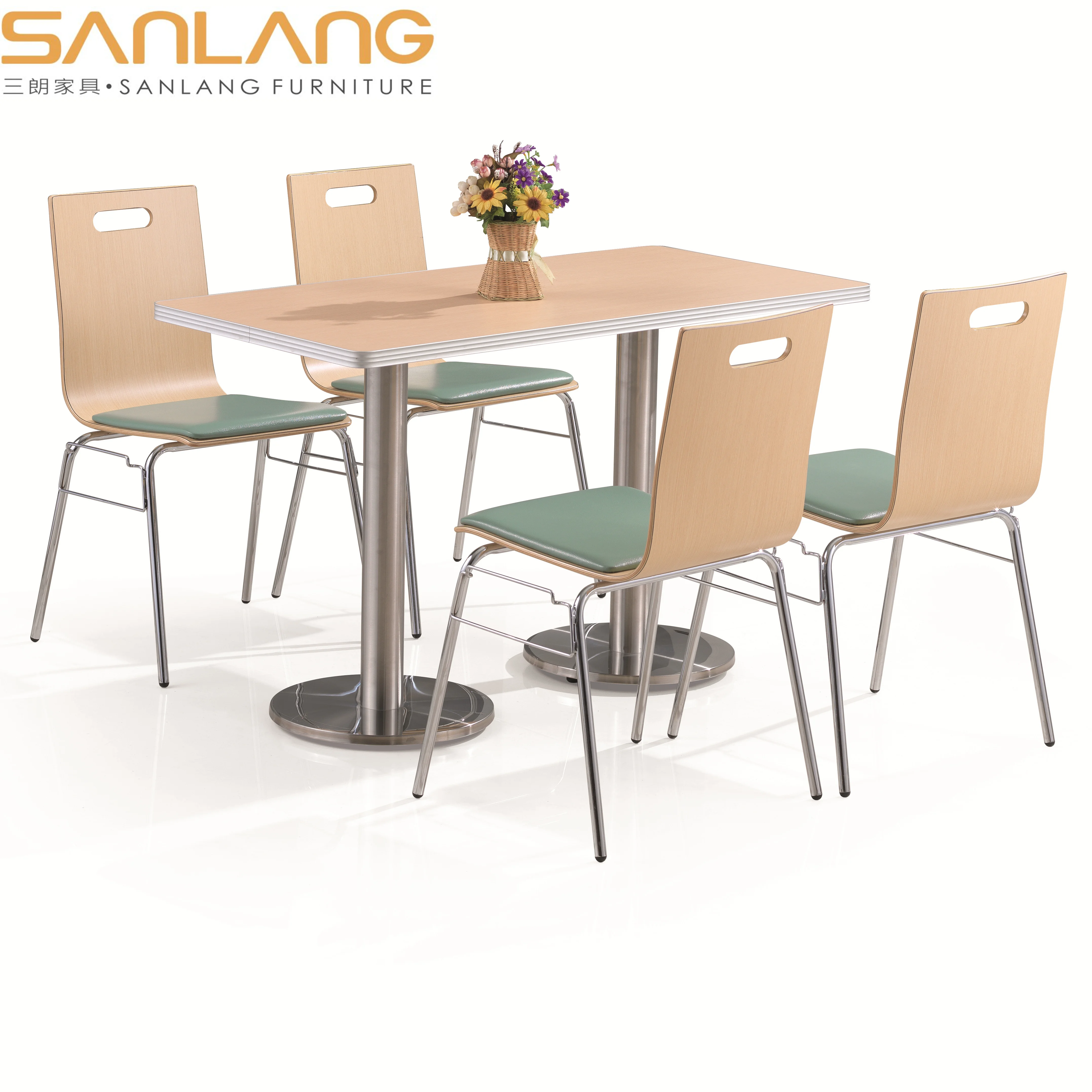 Northern Europe university dinning hall round metal table basse project marbre blanc coffee desk metal legs wood dining table