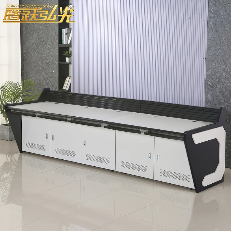 five workstations C Style Command Center Consoles Monitoring Table Conference Room Furniture Office Furniture