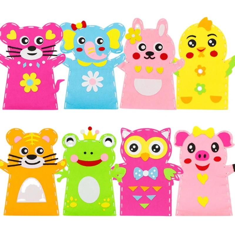 New arrival preschool educational Felt Toys diy felt kids sewing craft kits Animal for Puppet Theater Story Telling
