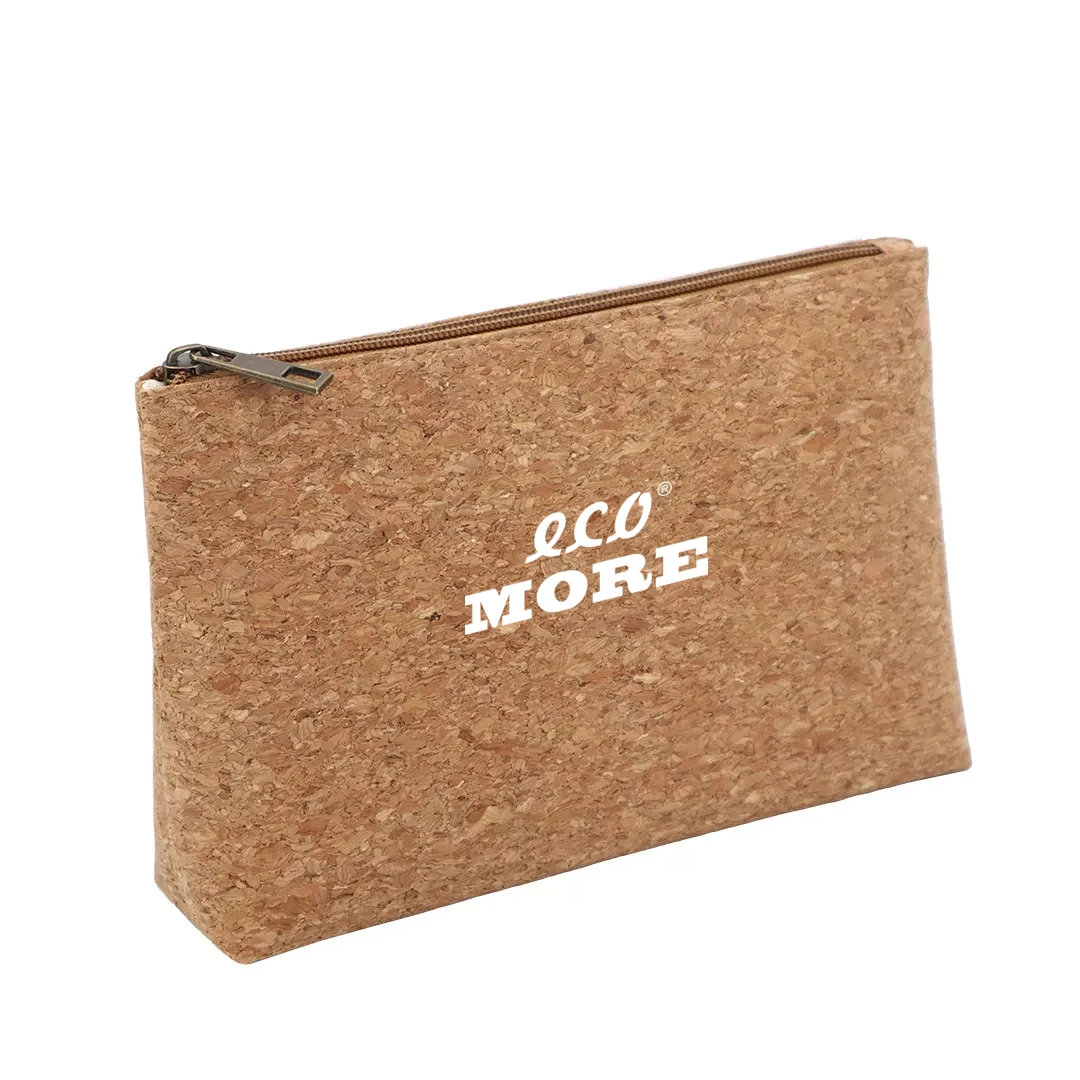 Eco friendly Products Recycled Cork Pouch Factory Custom Cosmetic Storage Bag Sustainable Recycled Cork Bag