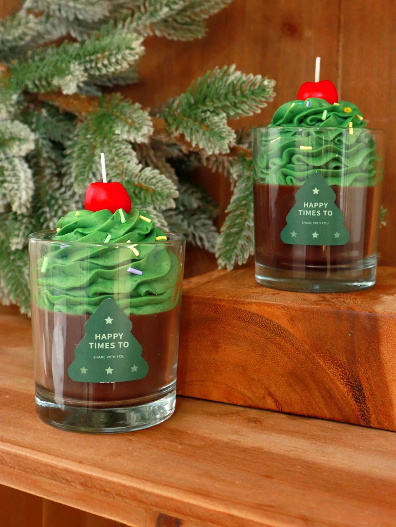 Popular Christmas Scented Candle Luxury Chocolate Clear Glass Cup Scented Candle Color Box Packing