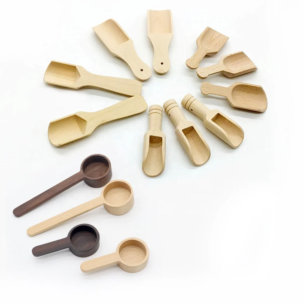 Personalized Logo Wooden Scoops Bath Salt Spoon Candy Flour Measuring Spoon Tbsp Gift Souvenir Favor