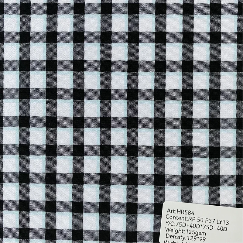 Daily casual wear round neck shirt eco-friendly 50 recycled polyester 37%Polyester 13% CVC knit single jersey fabric for shirt