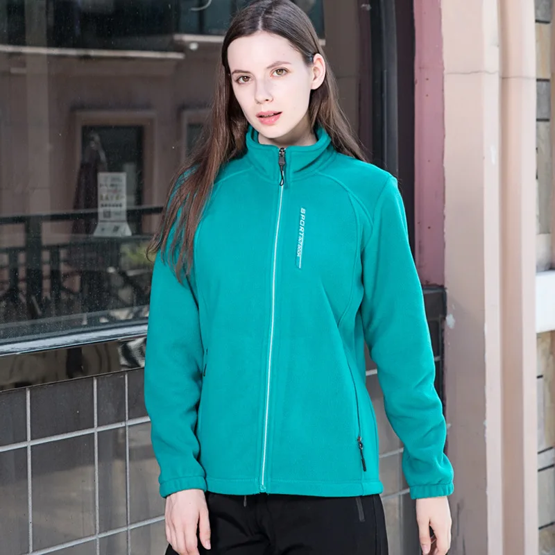 2021 Winter Custom Logo Fashion Casual Stand Collar Zipper Jacket Light Weight Women Polar Fleece Jacket