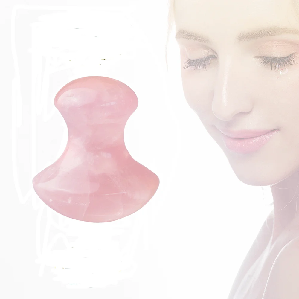 Yusijie Natural Rose Quartz Jade Mushroom Facial Massage Stone Gouache Scraper Face Massager Gua Sha Board Skin Care Face