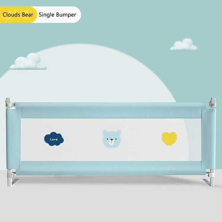 Bed Rails Extra Long Swing Down Baby Bed Guards Fold Down Safety Bedrail with Dear Pattern Kids Guardrail with Y-Strap for Twin