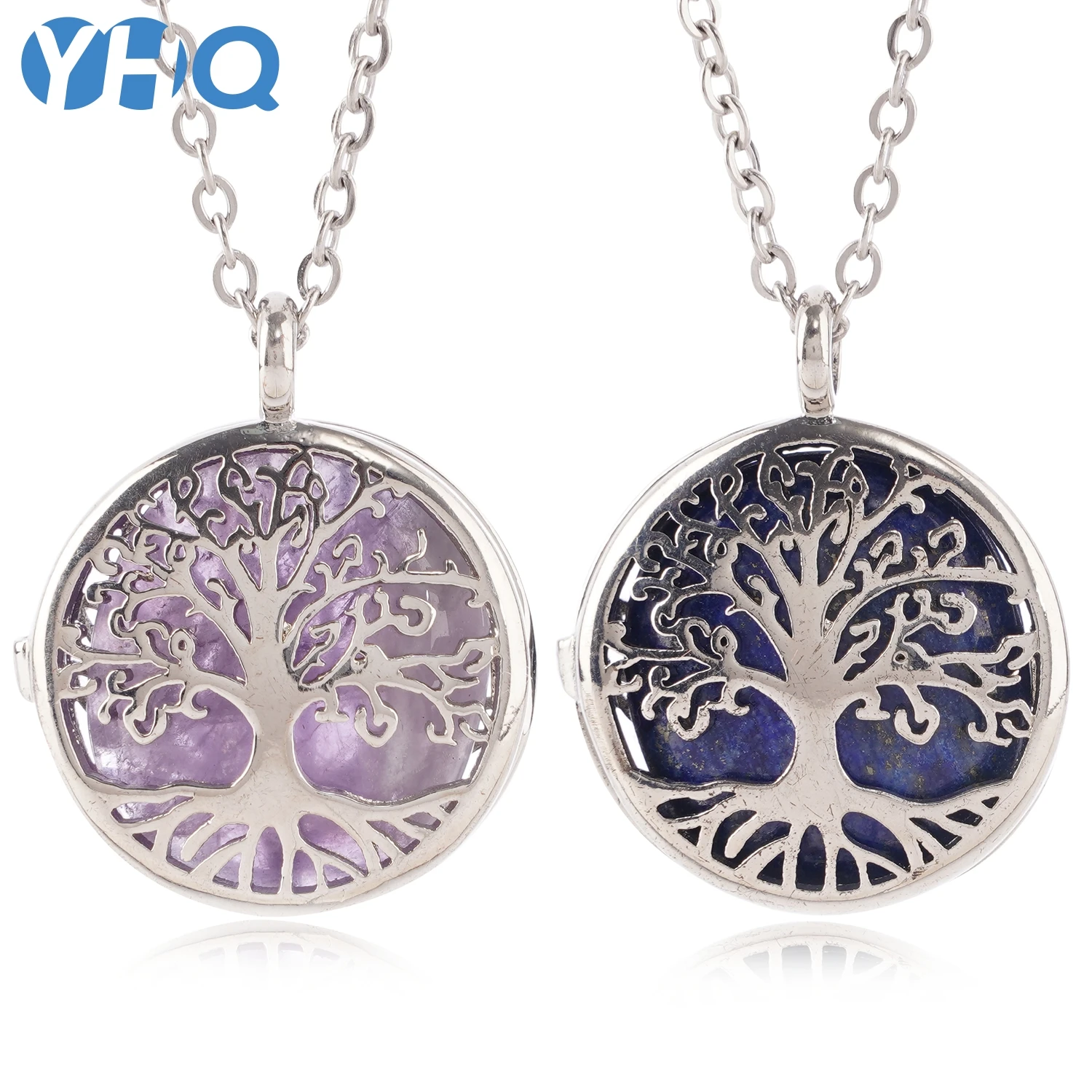 Wholesale tree of life Stone Pendant European and American Style Crystal Pendant Necklace