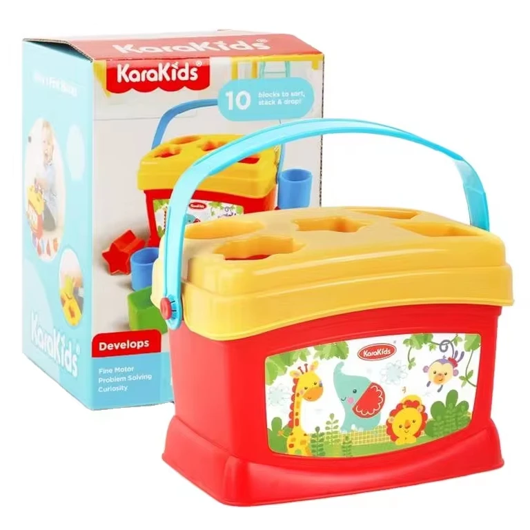 educational geometric blocks shape sorting box stacking plastic rings toy set baby cognitive toys