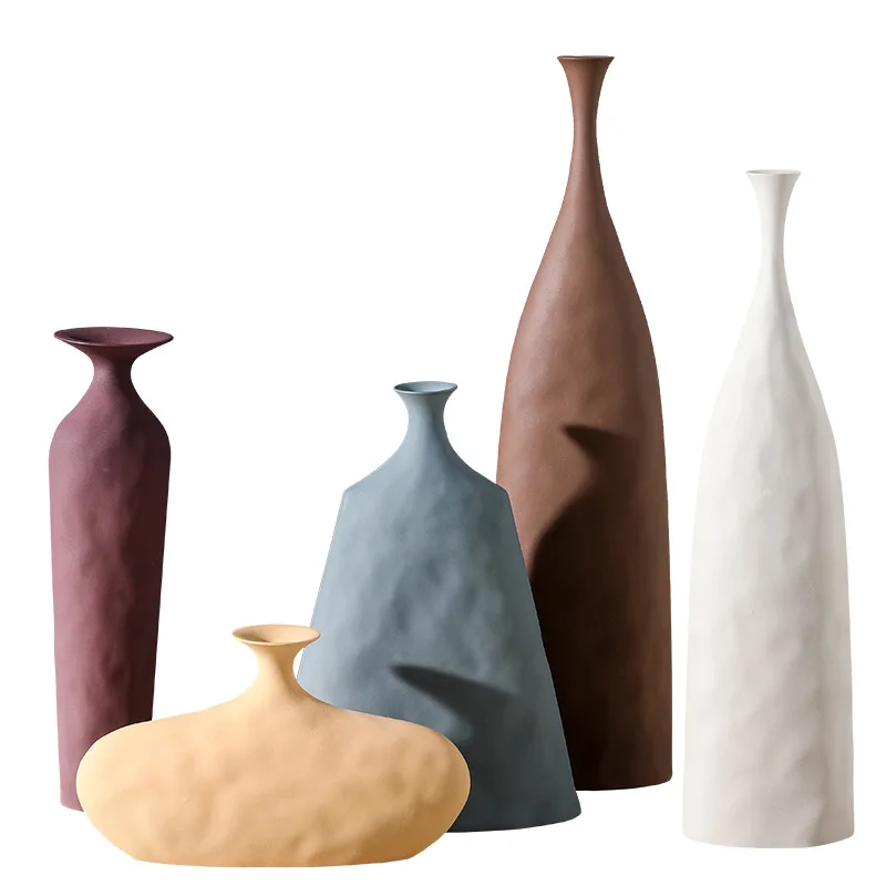 NISEVEN Factory Wholesale Nordic Style Minimalist Home Decoration Vase Morandi Colors Chinese Plain Embryo Ceramic Vase