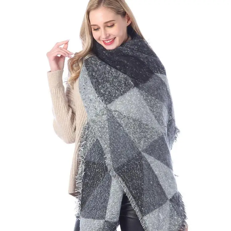autumn warm luxury styles designer scarfs Women Shawl Knitted Poncho winter check scarf