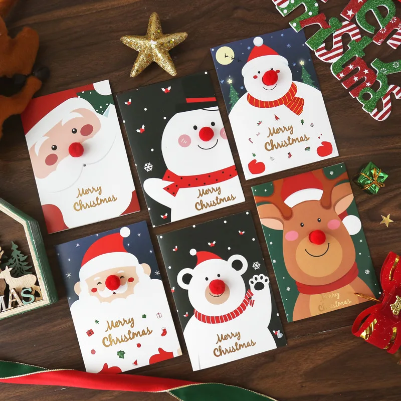 Funny Santa Claus Gold Foil Printing Design Merry Christmas Cards With Envelope Gift Card