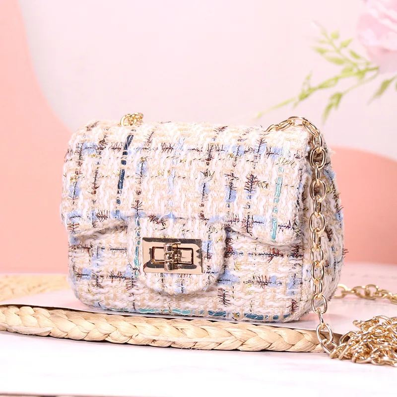 High quality stylish chains Sweet small Girls purse  winter women luxury mini handbags for kids