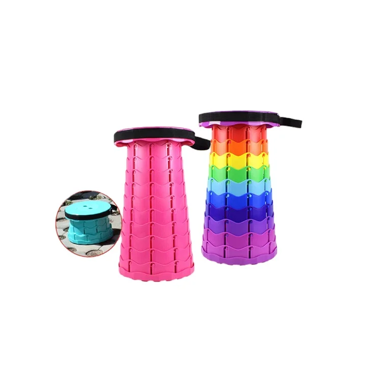 Easy Telescopic Round Portable Retractable Plastic Chair Camping Gardening Camping Folding Stool Retractable Stool