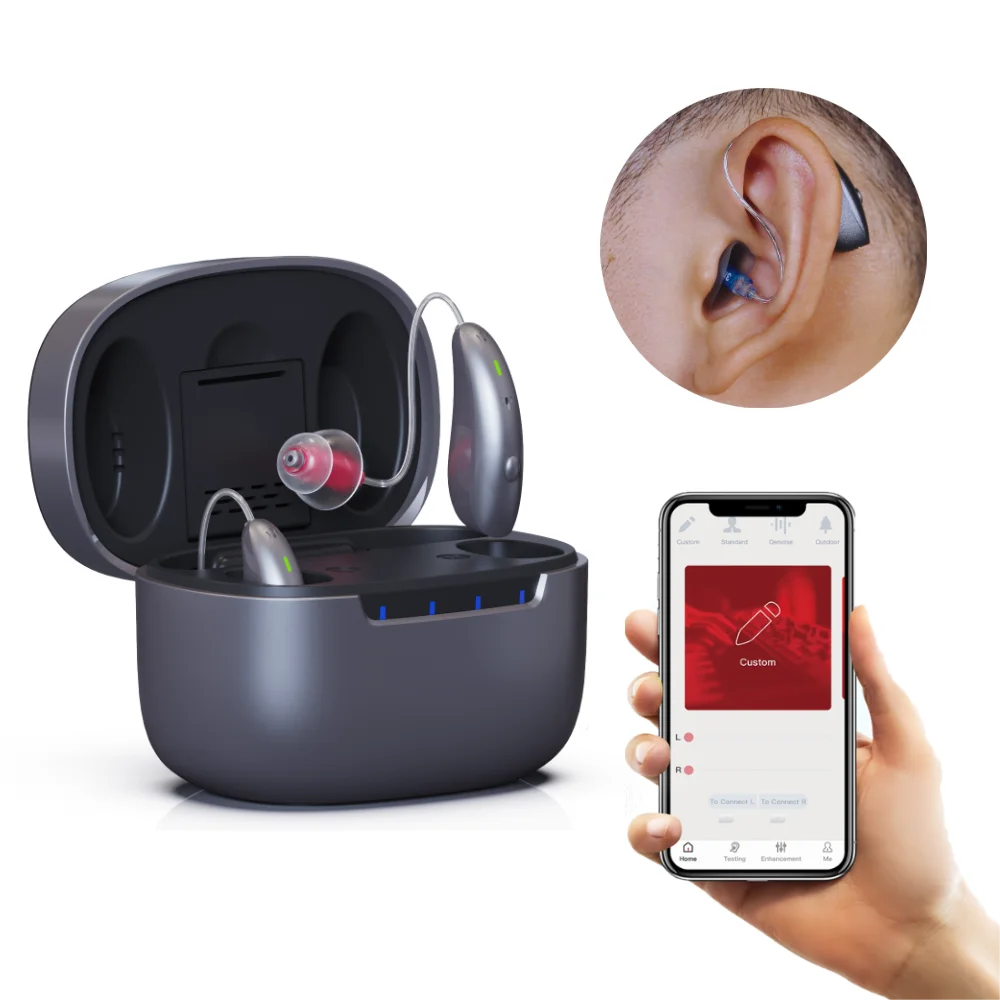 JINGHAO DW1 OTC App Control Rechargeable Bluetooth Digital Wireless Programming BTE RIC Hearing Aids Rechargeable