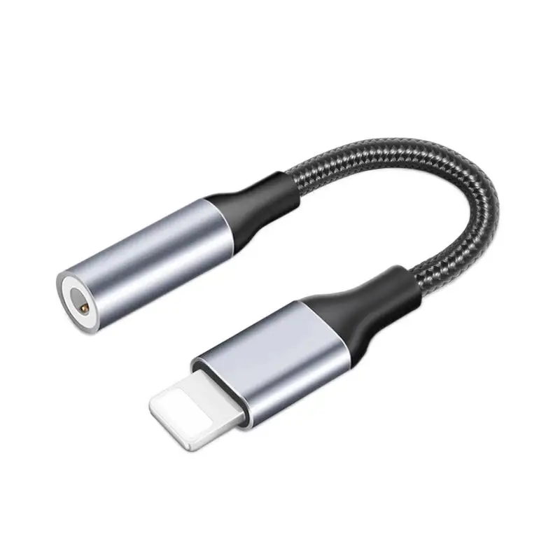For Lightning To 3.5mm Jack Aux Braided Cable Headphones Adapter For iPhone12 XR XS 8 7 Aux 3.5mm Jack Braided Cable Adapter