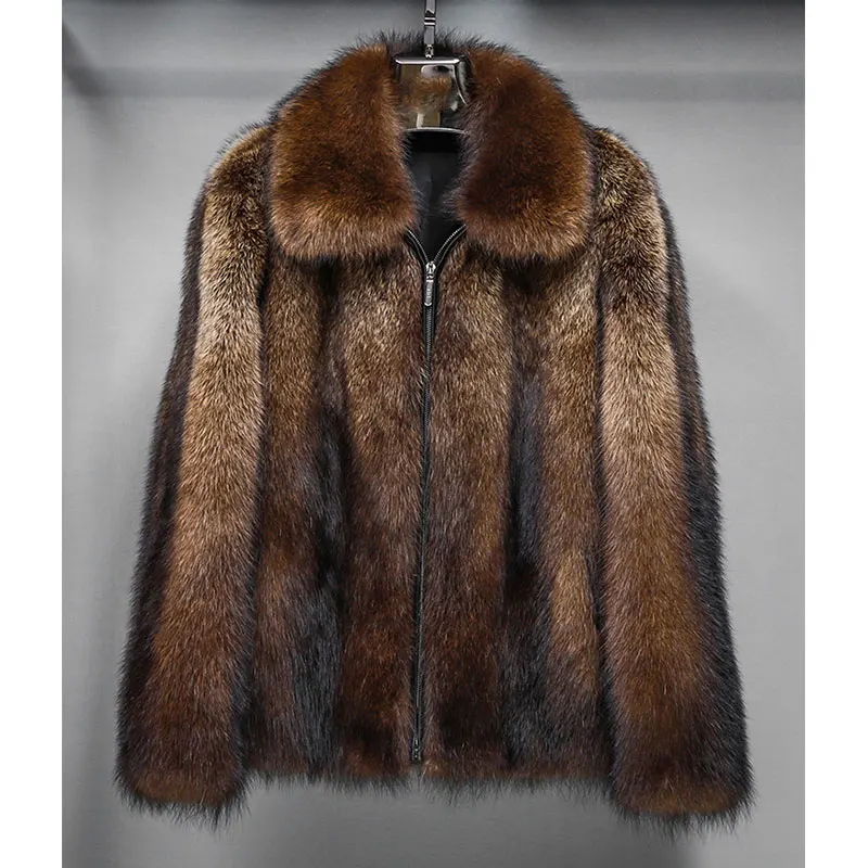 North American imported mink fur mink coat Genuine Men Brown Mink FUR Fitted Jacket