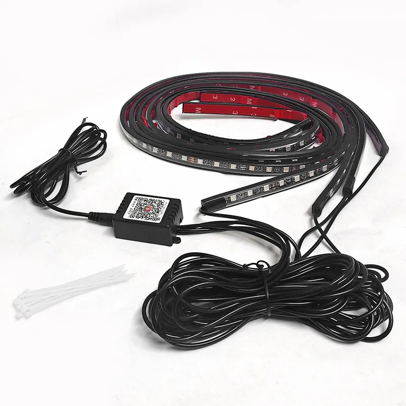 Автомобильная подсветка гибкая светодиодная лента RGB декоративная атмосферная лампа APP Синие зубы подводная система цветной неоновый свет